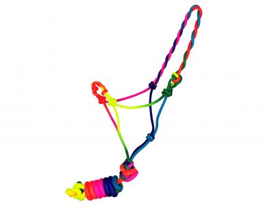 Mini/Small Pony size Bright Color cowboy knot halter with matching removeable lead