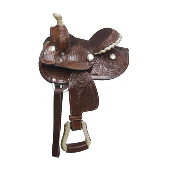 7" Fully Tooled Double T Pony Saddle