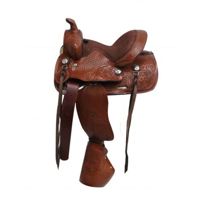 Double T Pony Saddle with Tapadero Stirrups - 10 Inch