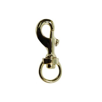 Brass plated bolt snap. Measures approx. 3" with a 1/2" swivel ring