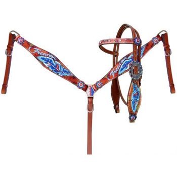 Showman "Freedom" Feather Headstall and Breastcollar Set