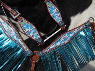 Pony Size Sunflower Print Headstall and Breast Collar Set