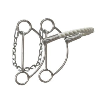 Showman Stainless steel hackamore with wax coated twisted rope noseband. 6" cheeks