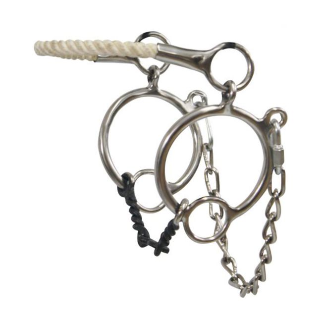 Showman Rope Nose Combination Bit with Twisted Snaffle and Dog Bone Center