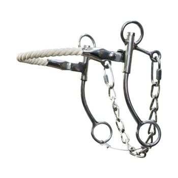 Showman stainless steel hackamore with rope nose with 7" cheeks