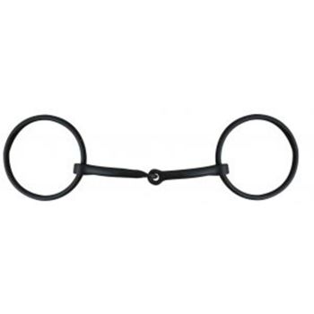 Showman black steel loose ring snaffle bit