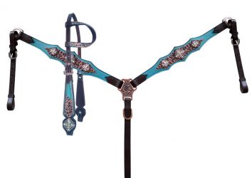 Showman ® Brown & White Checker Print One Ear Headstall and