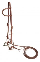 Showman Harness Oiled Leather One Ear Headstall with O-Ring Snaffle and 7ft Reins