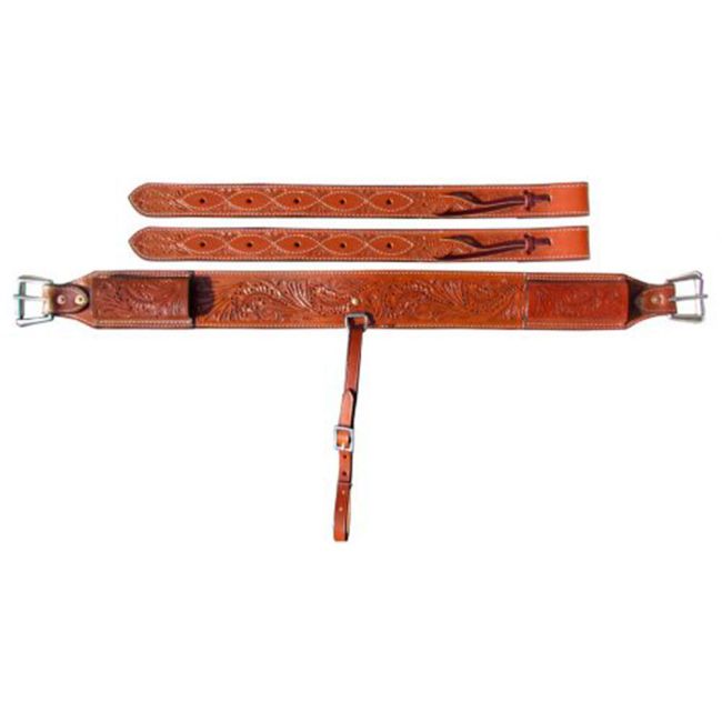 Showman 3" wide Acorn Tooled Leather back cinch