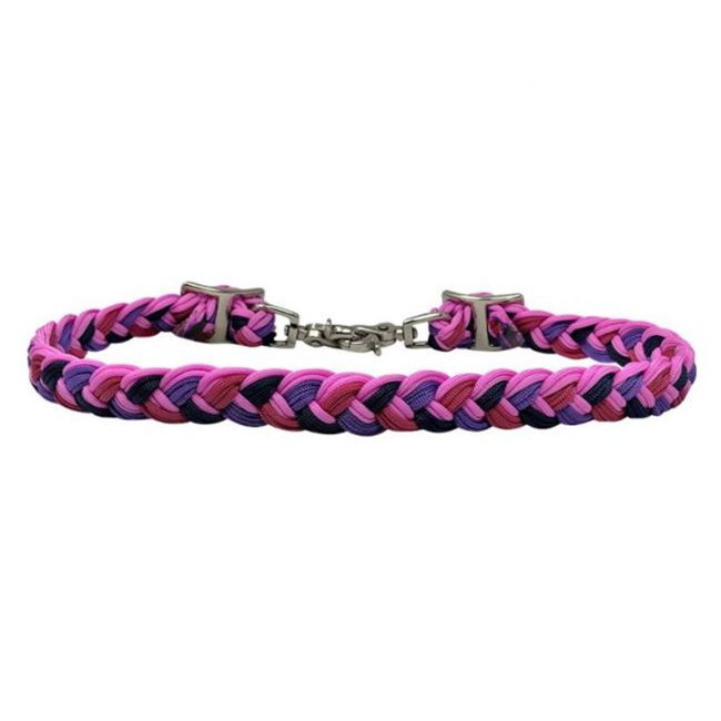 Showman Braided Nylon Wither Strap with Scissor Snap End - Pink and Purple