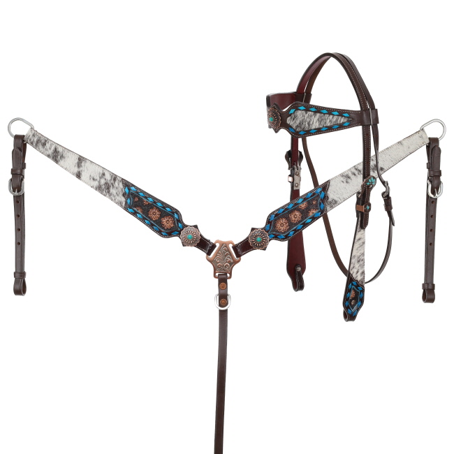 Showman Copper Hide Classics Browband Headstall and Breastcollar Set