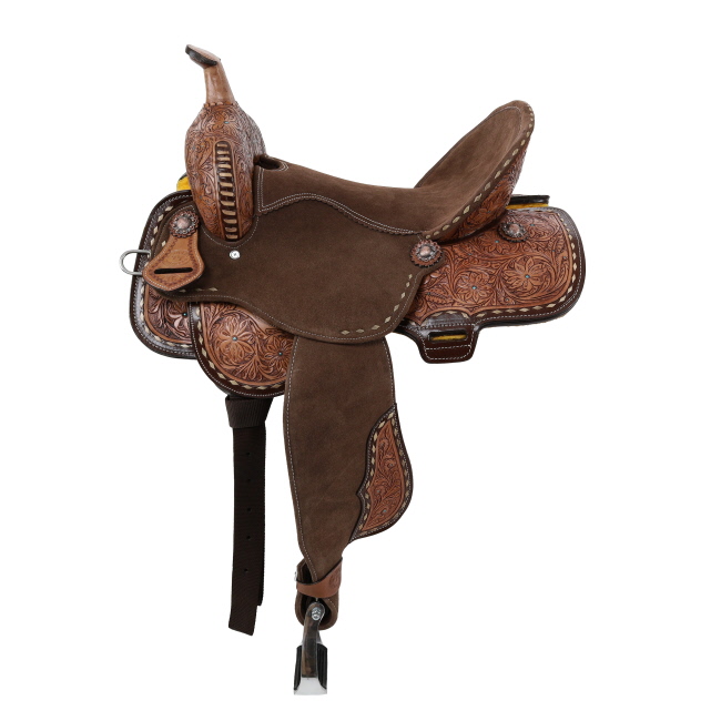 Double T Cocoa Daisies Spinal Relief Barrel Saddle - 15, 16 Inch