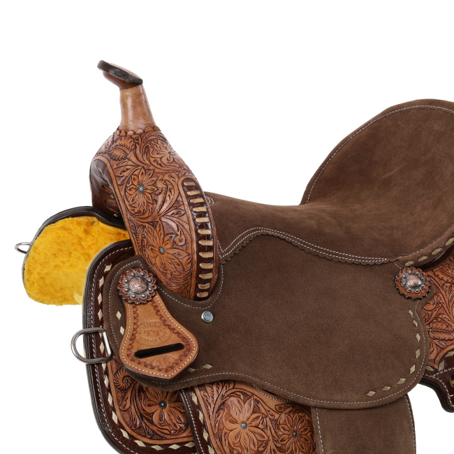 Double T Cocoa Daisies Spinal Relief Barrel Saddle - 15, 16 Inch #3