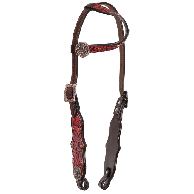 Showman Limited Edition Fiery Rose One Ear Headstall and Breastcollar Set #2