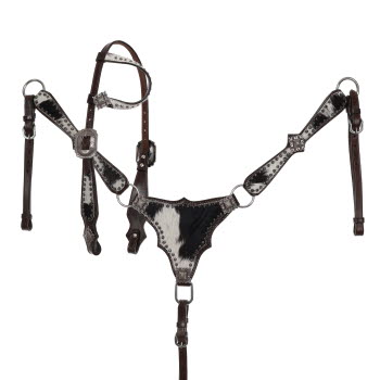 Showman Starlight Hide One Ear Headstall and Breastcollar Set