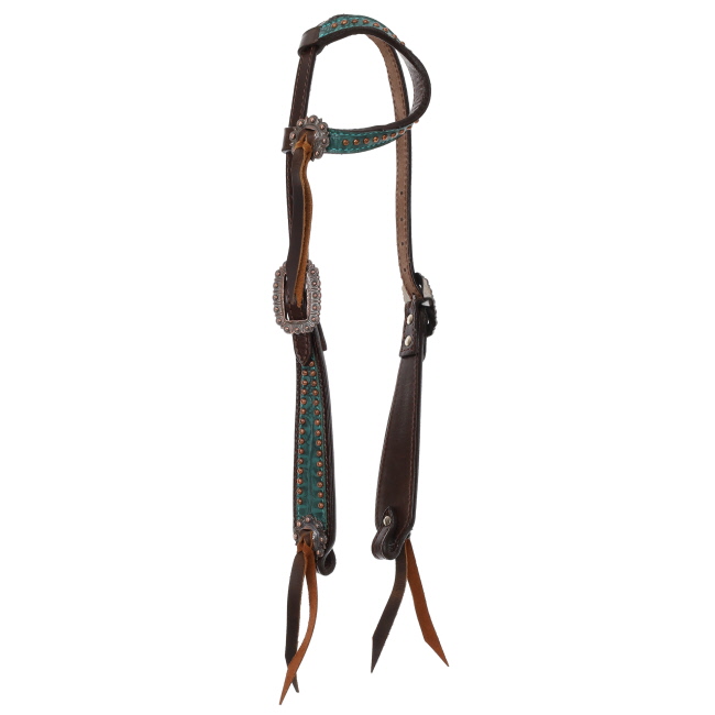 Showman Turquoise Gator One Ear Headstall and Breastcollar Set #2