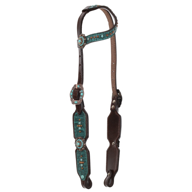 Showman Limited Edition Teal Tides One Ear Headstall and Breastcollar Set #2