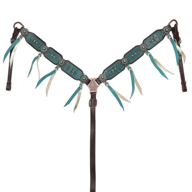 Showman Limited Edition Teal Tides One Ear Headstall and Breastcollar Set #3