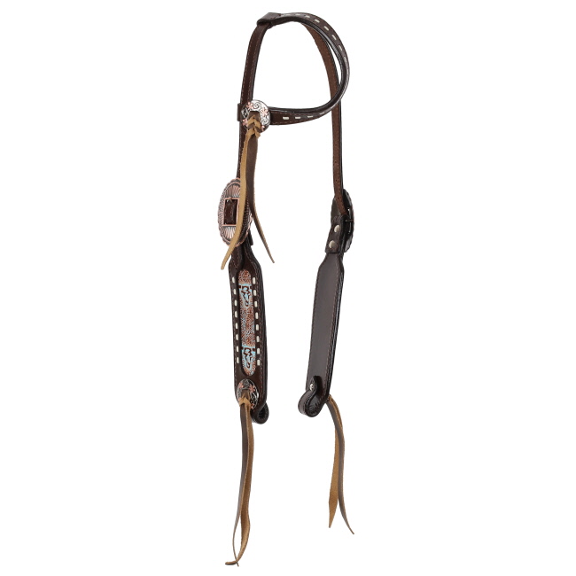 Showman Weathered Steer Traditional One Ear Headstall and Breastcollar Set #2