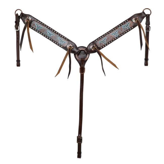 Showman Weathered Steer Traditional One Ear Headstall and Breastcollar Set #3