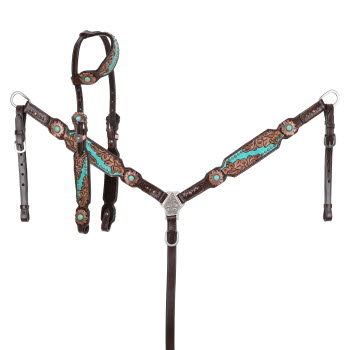 Showman Limited Edition Azure Petal One Ear Headstall and Breastcollar Set