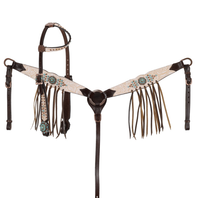 Showman Blushed Rose One Ear Headstall and Breastcollar Set