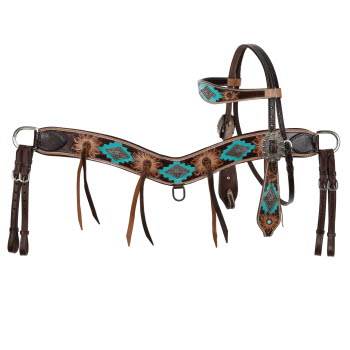 Showman Aztec Bloom Browband Headstall and Breastcollar Set