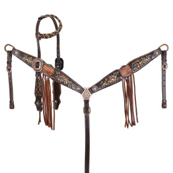 Showman Limited Edition Western Stitch One Ear Headstall and Breastcollar Set