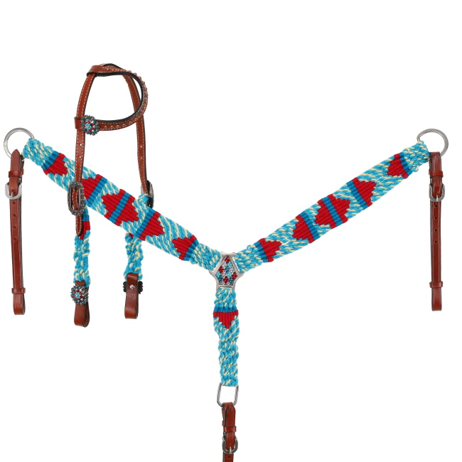 Showman Fire and Ice Mohair One Ear Headstall and Breastcollar Set