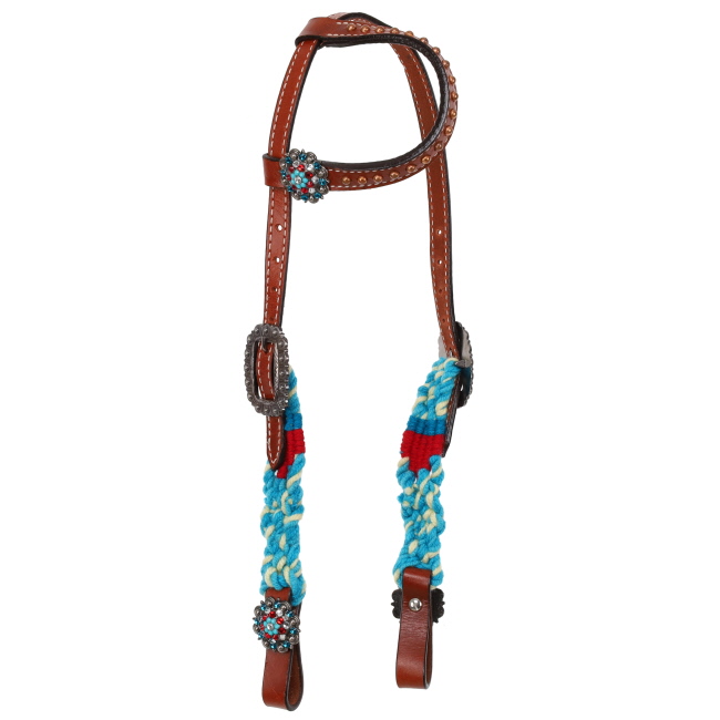 Showman Fire and Ice Mohair One Ear Headstall and Breastcollar Set #2