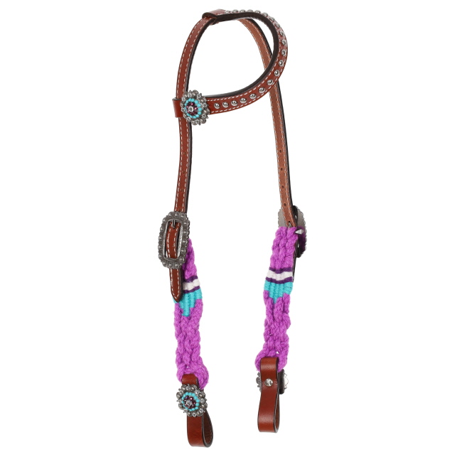 Showman Violet Wave Mohair One Ear Headstall and Breastcollar Set #2