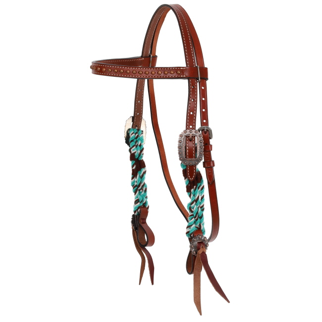 Showman Cobalt Horns Mohair Browband Headstall and Breastcollar Set #2