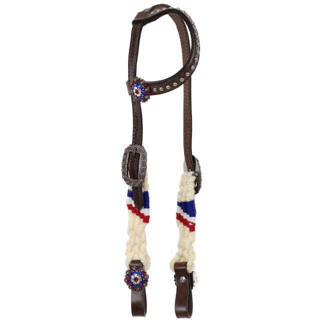 Showman Patriot Mohair One Ear Headstall and Breastcollar Set #2