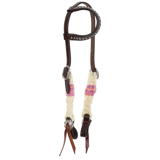 Showman Frosted Pink Mohair One Ear Headstall and Breastcollar Set #2