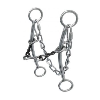 Showman sweet iron, twisted mouth bit with dogbone and curb chain