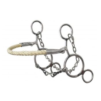 Showman stainless steel rope nose hackamore with twisted dog bone mouth