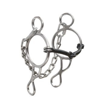 Showman Stainless steel wonder bit with 5" sweet iron broken mouth and 7" cheeks with chain