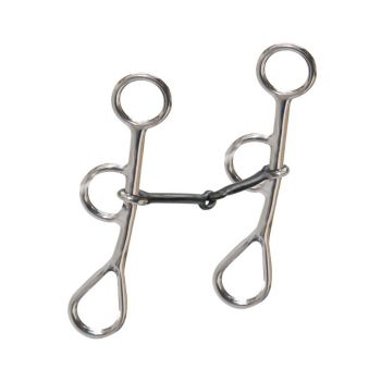 Showman Stainless steel colt snaffle bit with 6.25" cheeks and a 5" sweet iron broken snaffle mouth