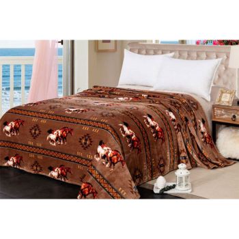 Queen Size Silk Touch blanket with running horse design