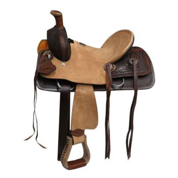 Double T Youth Hard Seat Roper Style Saddle with Tooling - 10 Inch