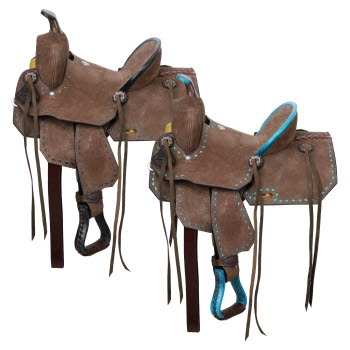 13" Double T Youth/Pony Chocolate Roughout Barrel Saddle