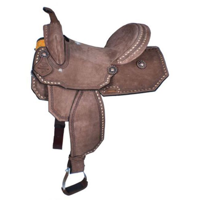 Double T Chocolate Brown Roughout Barrel Style Saddle - 15 Inch