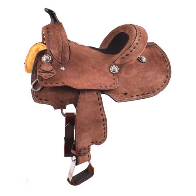 Double T Youth&#47;Pony Chocolate Roughout Barrel Saddle - 12, 13 Inch