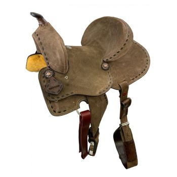 Double T Chocolate Roughout Barrel Saddle with Extra Deep Seat - 15 Inch