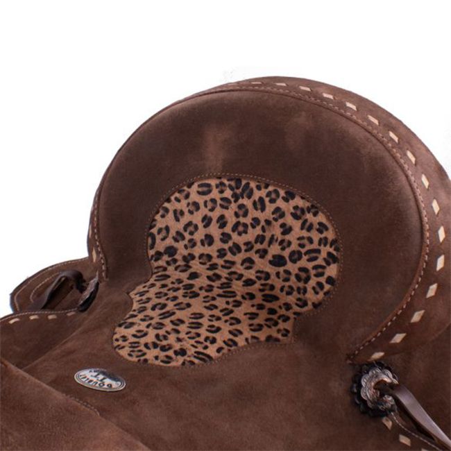 Double T Hard Seat Barrel Style Saddle with Cheetah Seat - 14, 15 Inch #3