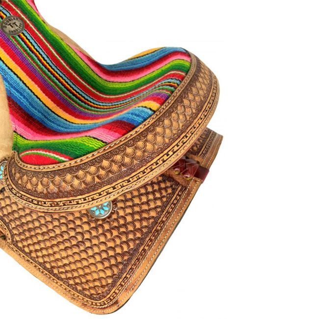 Double T Youth Hard Seat Western Saddle with Wool Serape Accents - 14 Inch #2