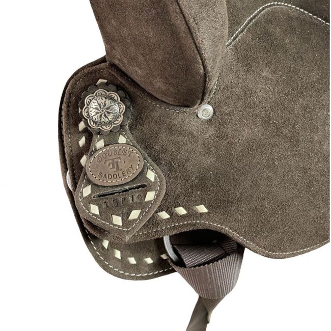 Double T Barrel Style Saddle with Dark Brown Roughout Leather - 12 Inch #2