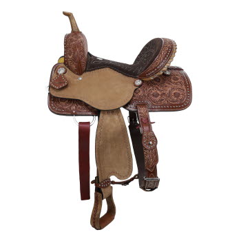 Double T Classic Stitch Mesa Bloom Barrel Saddle - 15 Inch