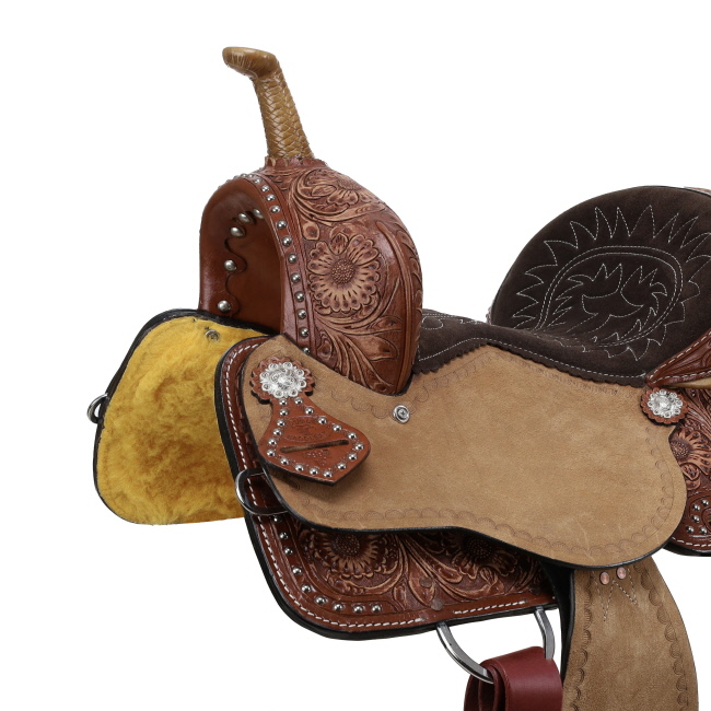 Double T Classic Stitch Mesa Bloom Barrel Saddle - 15 Inch #3