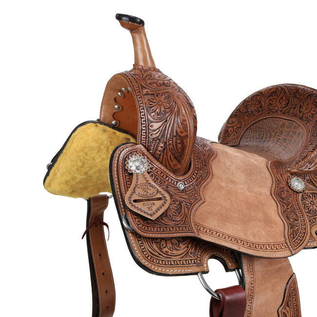 Double T Exotic Golden Gator Barrel Saddle - 15 Inch #3